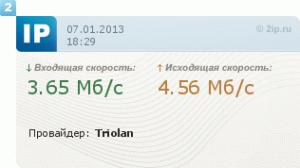 Измерение скорости Интернета с помощью 2ip ru