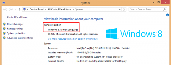 Windows 8.1 Single Language